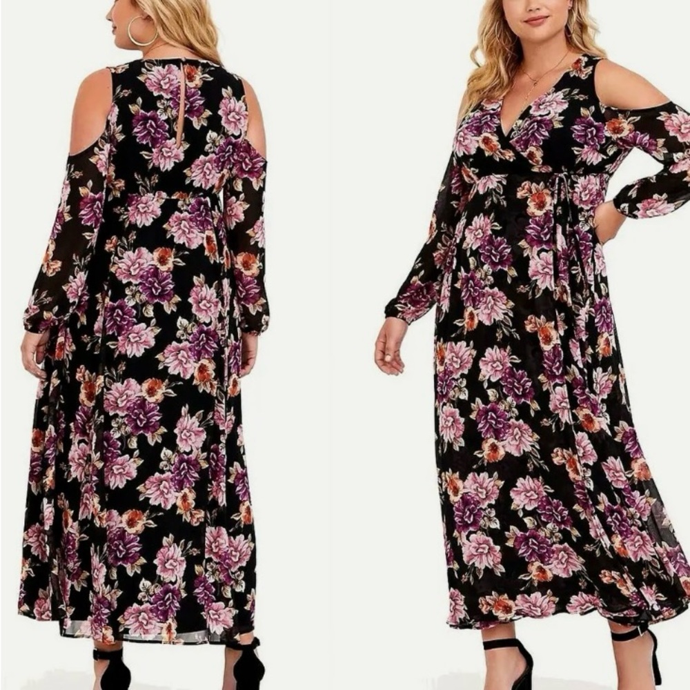 Torrid size 2 cold shoulder floor length dress